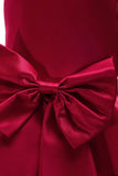 Boat Neck Sleeveless Burgundy Girls Dresses with Bowknot