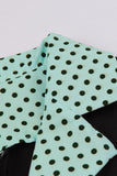 Green Short Sleeves Polka Dots 1950s Dress With Belt