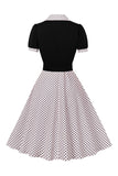 Green Short Sleeves Polka Dots 1950s Dress With Belt