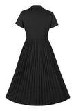 Black V Neck A Line 1950s Dress With Short Sleeves