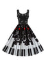 Load image into Gallery viewer, Black Sleeveless Printed 1950s Dress