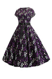 A Line Printed Swing 1950s Dresss