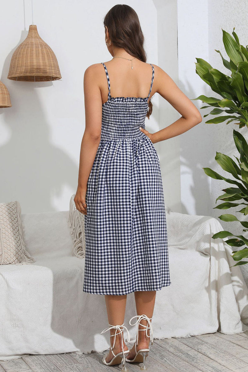 Load image into Gallery viewer, Plaid A Line Summer Dress with Pleated