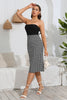 Load image into Gallery viewer, Strapless Plaid Bodycon Cocktail Dress with Slit