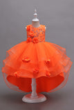 Pink High Low Appliques Sparkly Girls Dresses