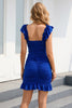 Load image into Gallery viewer, Blue Bodycon Sleeveless Cocktail Dress With Ruffle