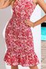 Load image into Gallery viewer, Red Halter Printed Ruffles Summer Dress