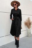 Long Sleeves A Line Black Button Summer Dress