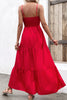 Load image into Gallery viewer, Red Open Back A Line Spaghetti Straps Summer Dress