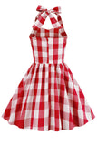 Halter Plaid Sleeveless Pink Vintage Girl Dresses