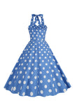 Pink Polka Dots Pin Up Vintage 1950s Dress