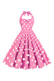 Pink Polka Dots Pin Up Vintage 1950s Dress