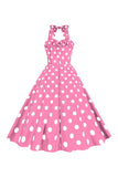 Pink Polka Dots Pin Up Vintage 1950s Dress