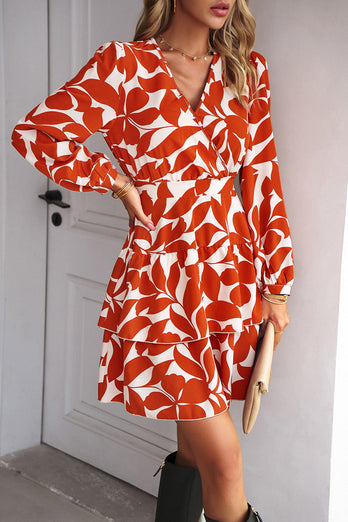 Black Long Sleeves Printed Casual Dress