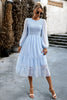 Load image into Gallery viewer, Pink A-Line Long Sleeves Midi Casual Dress