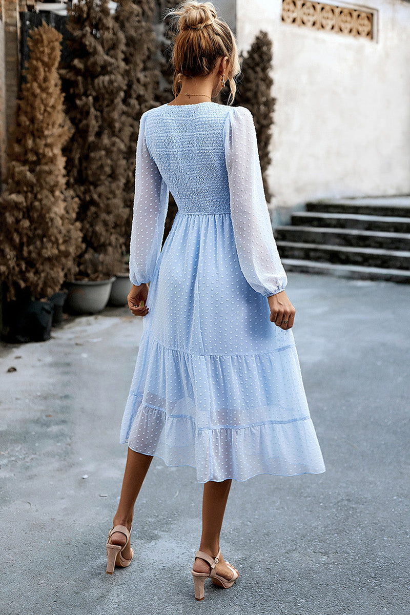 Load image into Gallery viewer, Pink A-Line Long Sleeves Midi Casual Dress