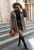 Load image into Gallery viewer, Khaki Midi Lapel Neck Women Faux Fur Coat