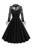 Retro Halloween Dark Hollow Backless Lace Dress