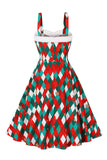 A Line Spaghetti Straps Red Christmas Vinatge Dress