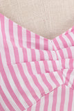 Pink Stripes Halter Swing 1950s Dress