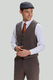 Coffee Pinstripe 3 Piece Men's Prom Wedding Suits