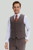 Coffee Pinstripe 3 Piece Men's Prom Wedding Suits