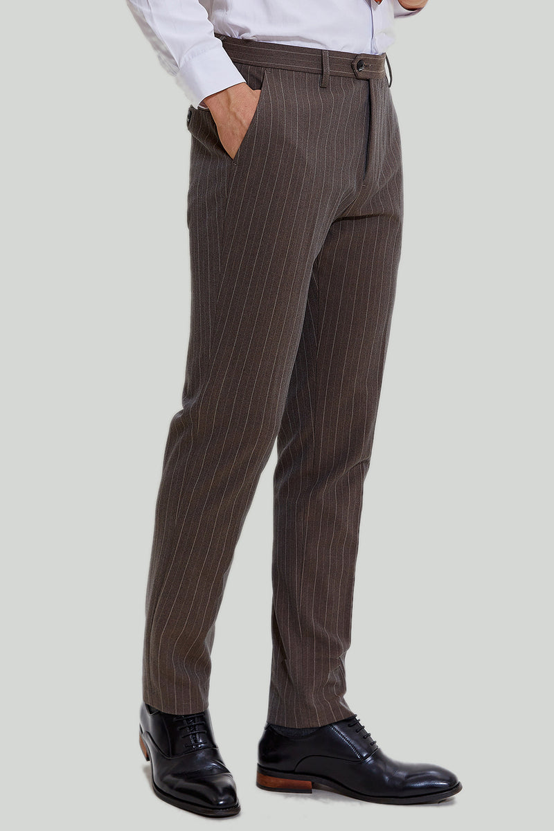 Load image into Gallery viewer, Coffee Pinstripe 3 Piece Men&#39;s Prom Wedding Suits