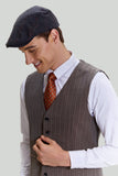 Coffee Pinstripe 3 Piece Men's Prom Wedding Suits