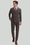 Coffee Pinstripe 3 Piece Men's Prom Wedding Suits