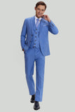 Men's 3-piece Two Button Sky Blue Tuxedo