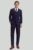 Load image into Gallery viewer, Men&#39;s 3 Piece One Button Navy Plaid Tuxedo