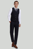 Black Three Piece Suit for Men with Notched Lapel