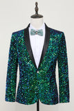 Green Sequined Men's Blazer Jacket