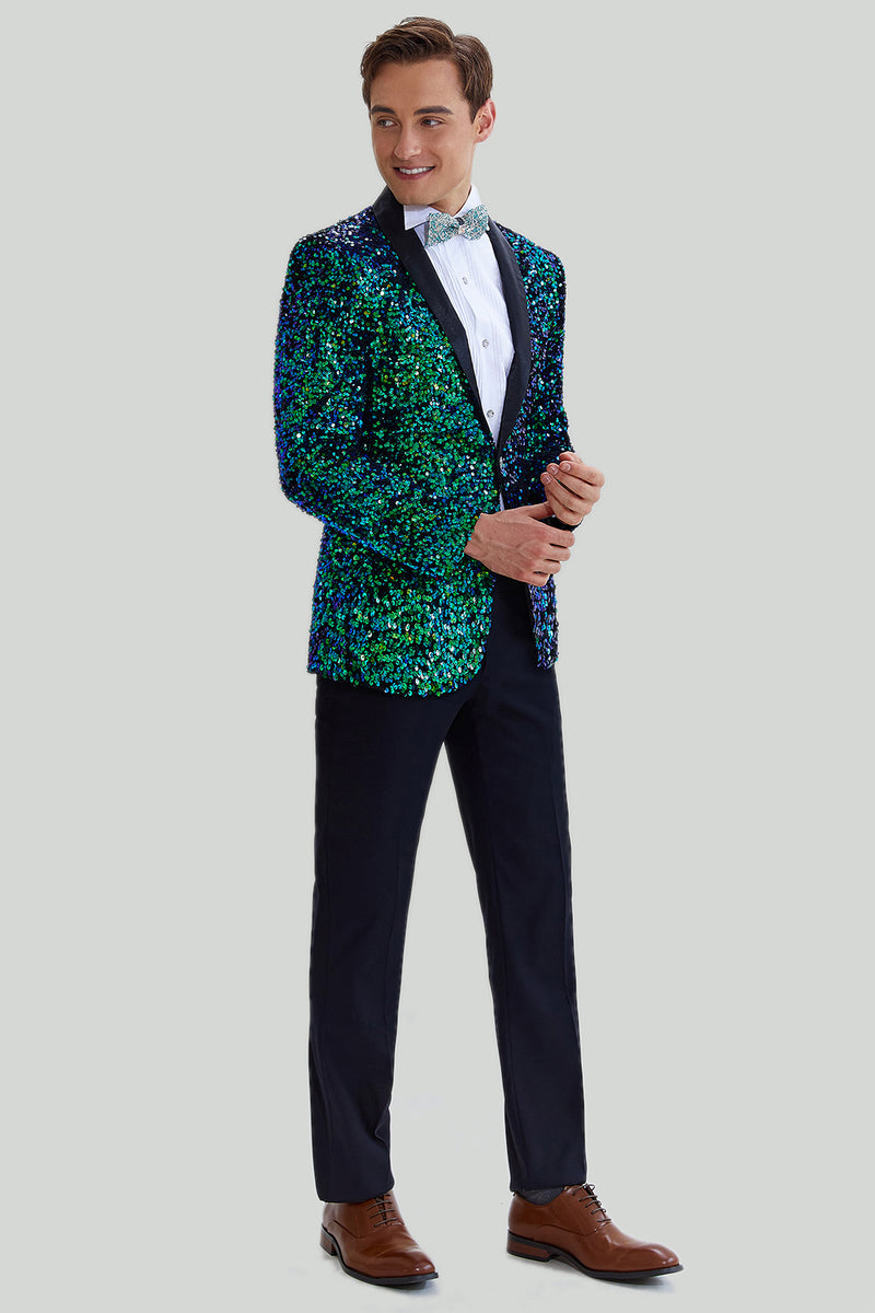 Load image into Gallery viewer, Green Men&#39;s Sequined Blazer Jacket