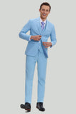 Sky Blue 3 Piece Notched Lapel Men's Modern Fit Suit