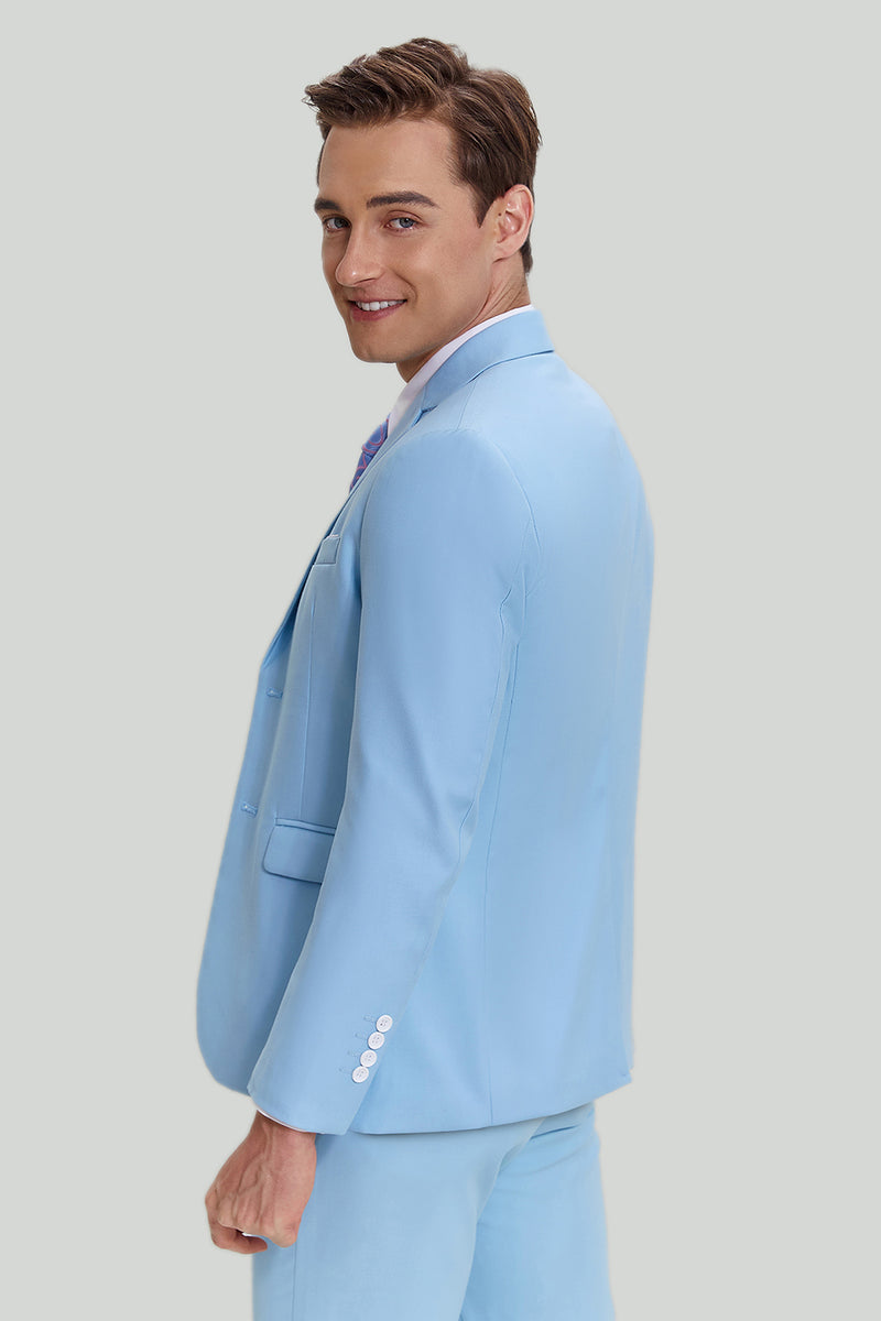 Load image into Gallery viewer, Sky Blue 3 Piece Notched Lapel Men&#39;s Modern Fit Suit
