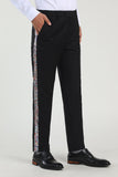 Black Straight Leg Men's Suits Pants with Beading