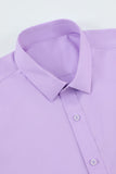 Men's Purple Wrinkle-Free Solid Long Sleeves Dress Shirt