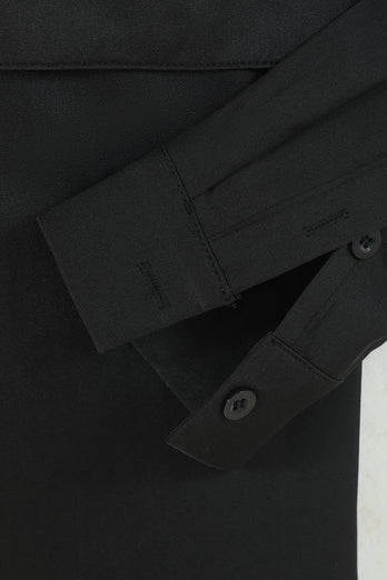 Black Men's Wrinkle-Free Solid Long Sleeves Dress Shirt