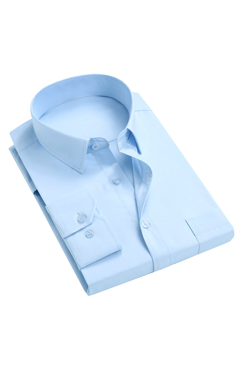 Load image into Gallery viewer, Men&#39;s Light Blue Collar Solid Long Sleeves Dress Shirt