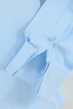 Men's Light Blue Collar Solid Long Sleeves Dress Shirt