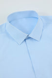 Men's Light Blue Collar Solid Long Sleeves Dress Shirt