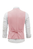 Pink Single Breasted Shawl Lapel Men's Suit Vest