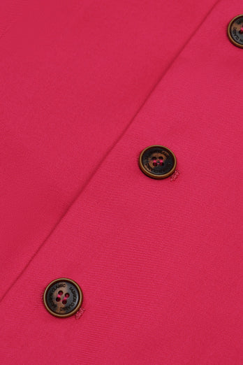 Fuchsia Single Breasted Shawl Lapel Men's Suit Vest