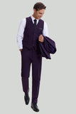 Purple Notched Lapel 3 Piece Tuxedo One Button Men's Suits