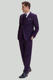 Purple Notched Lapel 3 Piece Tuxedo One Button Men's Suits