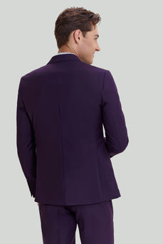Purple Notched Lapel 3 Piece Tuxedo One Button Men's Suits