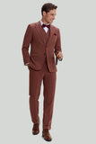 Tan Notched Lapel 3 Piece Single Breasted Wedding Suits