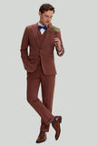 Tan Notched Lapel 3 Piece Single Breasted Wedding Suits