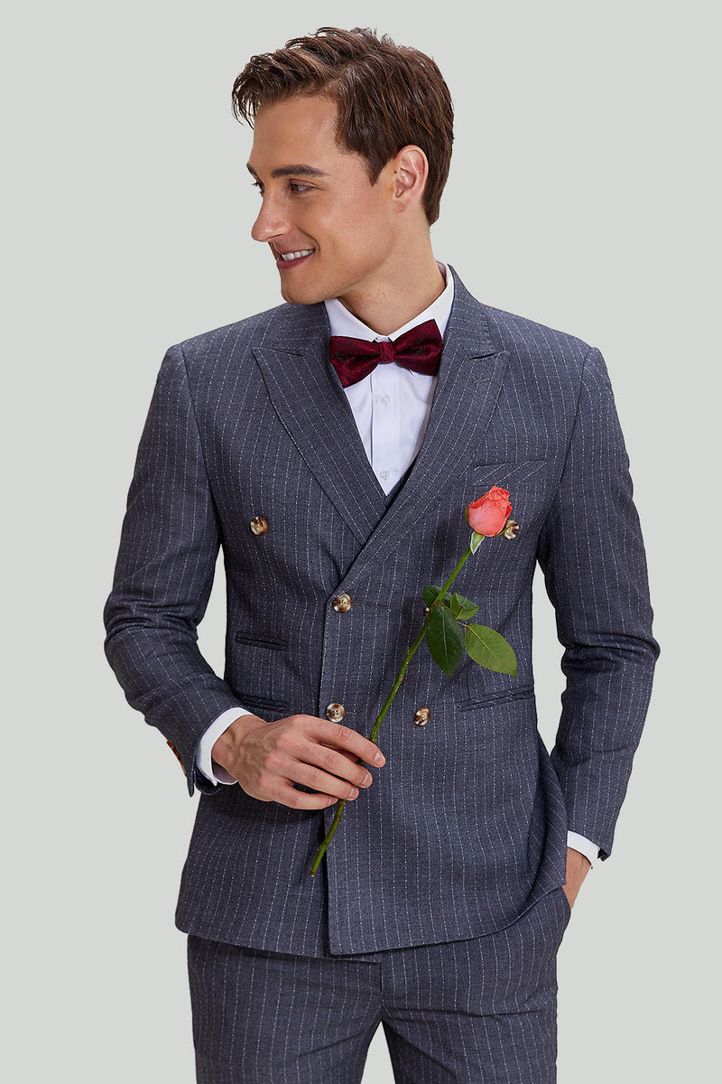 Load image into Gallery viewer, Men&#39;s 3 Piece Pinstripe Grey Suit